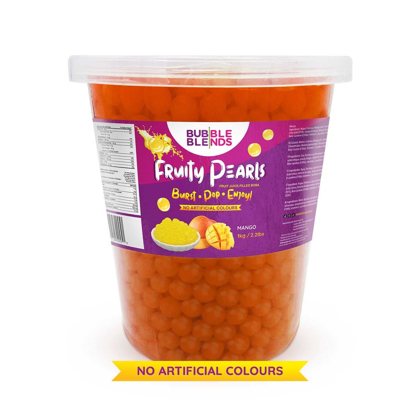 1kg Mango Popping Boba Fruit Juice Filled Pearls