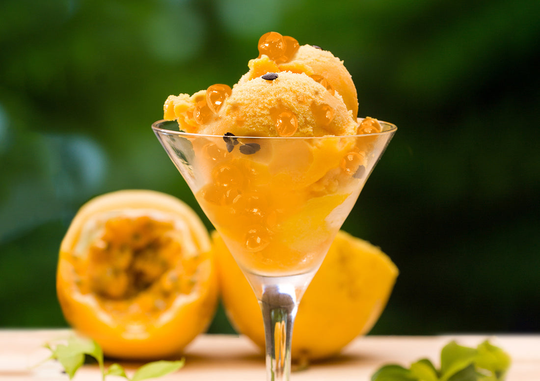 Delicious Passion Fruit Boba Sorbet