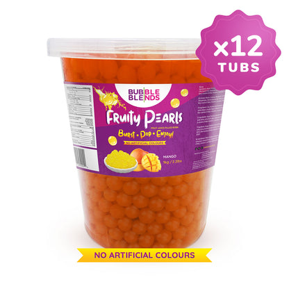 1kg x 12 Tubs Mango Popping Boba Fruit Juice Filled Pearls