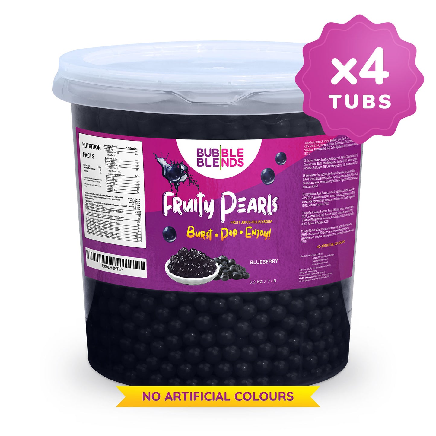 3.2kg x 4 Tubs Blueberry Popping Boba Fruit Juice-Filled Pearls