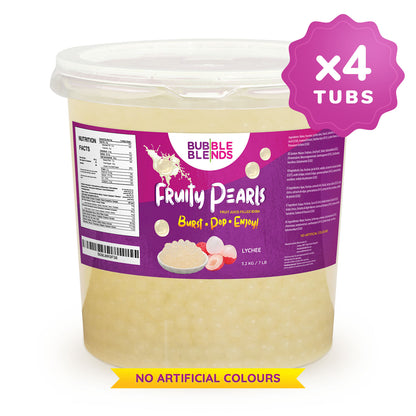 3.2kg x 4 Tubs Lychee Popping Boba Fruit Juice Filled Pearls