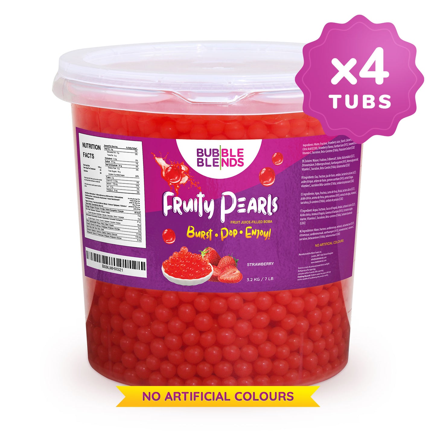 3.2kg x4 Tubs Strawberry Popping Boba Fruit Juice Filled Pearls