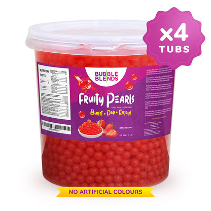 3.2kg x4 Tubs Strawberry Popping Boba Fruit Juice Filled Pearls