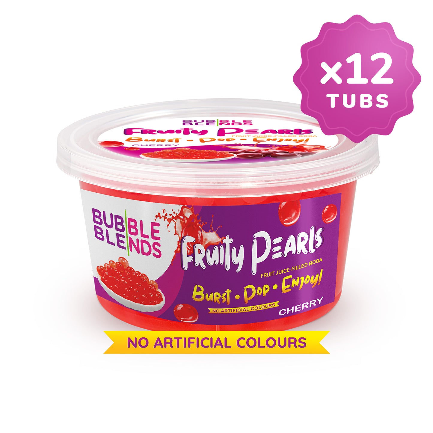 450g x12 Tubs Cherry Popping Boba Fruit Juice Filled Pearls