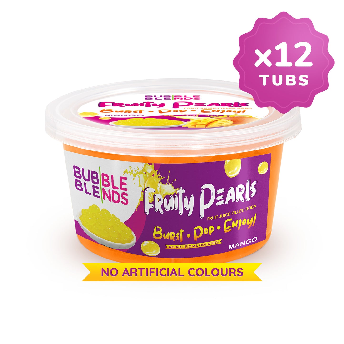 450g x12 Tubs Mango Popping Boba Fruit Juice Filled Pearls