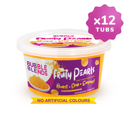 450g x 12 Tubs Passion Fruit Popping Boba Fruit Juice Filled Pearls